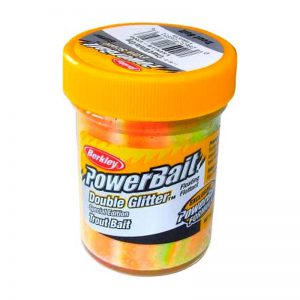 Berkley PowerBait Double Glitter Trout Bait Chartreuse/White/Orange